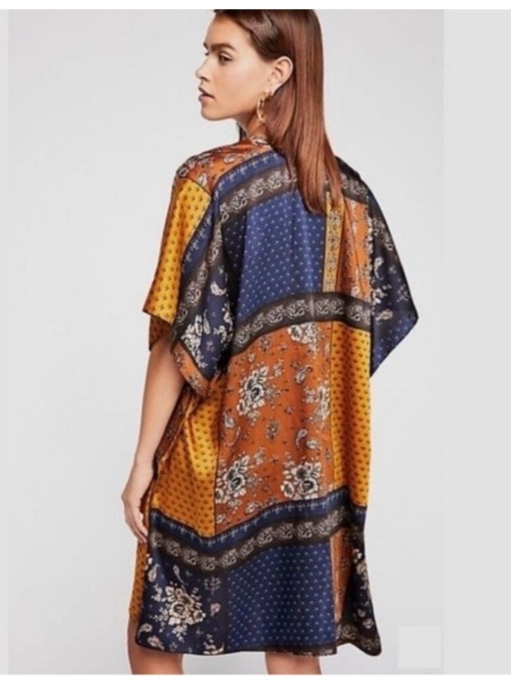 FREE PEOPLE Mon Cherie Patchwork sleeve kimono OS - Picture 2 of 3